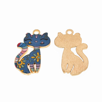 Підвіска метал. Кішка синя, 26х17 мм, Золото (POD-054766)