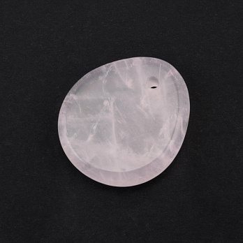 Подвеска Капля плоская, Натур. камень Кварц розовый, 28х25 мм (POD-058647)