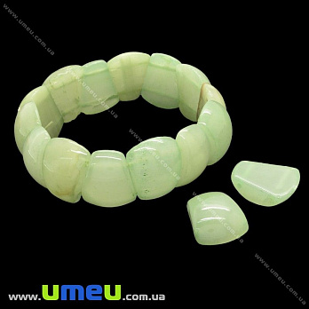 [Архів] Намистина натуральний камінь на два отвори Онікс зелений, 22х17х8 мм (BUS-027507)