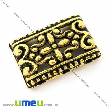 [Архів] Розділювач металевий на 3 отвори, Античне золото, 17х11 мм (KON-007322)
