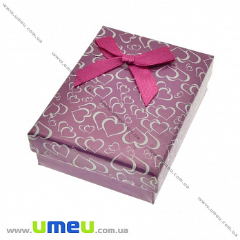 Подарочная коробочка Прямоугольная с сердечками, 8,5х6,5х3 см, Малиновая, 1 шт (UPK-023110)