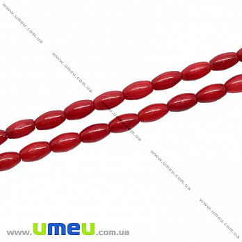 [Архів] Намистина натуральний камінь Корал червоний, 6х3 мм, Рис (BUS-009982)