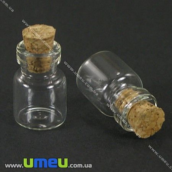 Скляна баночка з пробкою, 12х18 мм (DIF-001861)