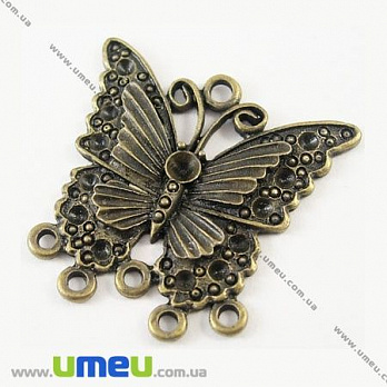[Архів] Конектор металевий Метелик, 30х29 мм, Антична бронза (KON-000256)