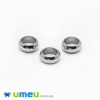 Намистина з нержавіючої сталі Рондель, 4х1,6 мм, Темне срібло (STL-044569)