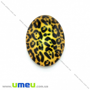 Кабошон скляний з принтом Леопардовий, 25х18 мм, Овал (KAB-013706)