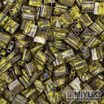 Бисер японский Miyuki TILA №4519, 5х5 мм, Оливковый Пикассо (BIS-053226)