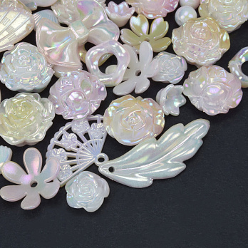 Бусины пластиковые,  Микс персиково-белый (BUS-062004)