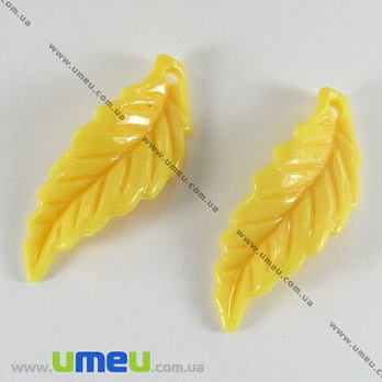 [Архів] Намистина пластикова Лист, 40х15 мм, Жовта (BUS-000831)