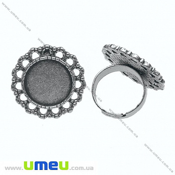 Кольцо под кабошон 16 мм, Античное серебро, 1 шт (OSN-013576)
