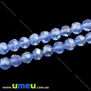 [Архів] Намистина під кришталь гранована кругла, 6 мм, Синя АВ (BUS-014312)