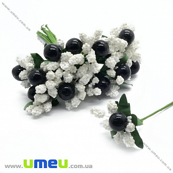 Тычинки на проволоке с ягодкой, Черно-белые, 1 шт (DIF-015076)