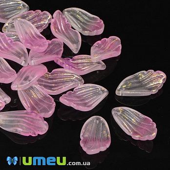 Намистина скляна, 22х12 мм, Пелюстка, Рожева (BUS-046159)