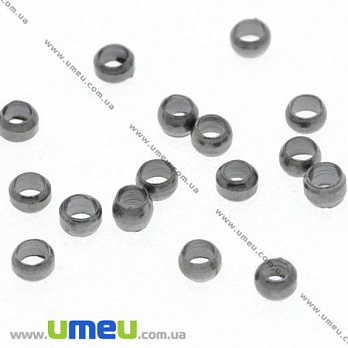 Бусины Стопперы, 2 мм, Круглые, Черные, 1 г (BUS-007451)