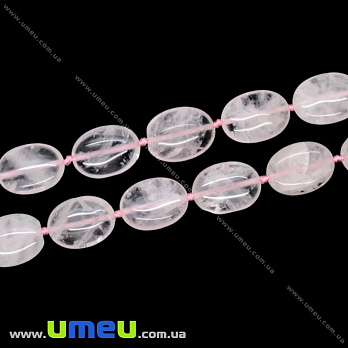 [Архів] Намистина натуральний камінь Кварц рожевий, 18х13х6 мм, Овальний плоска (BUS-009974)