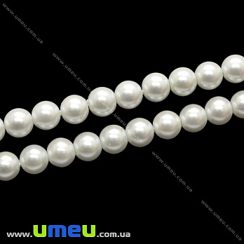 [Архів] Намистина натуральний камінь Перламутр морський (прес.) Білий, 6 мм (BUS-018921)