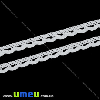 Мереживо бавовняне, 10 мм, Біле (LEN-034704)