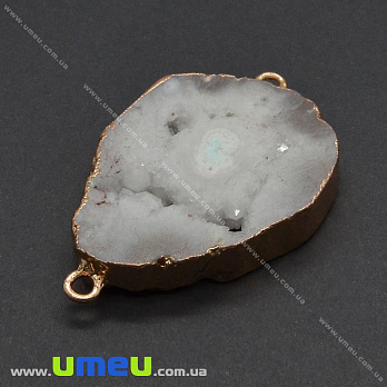 Конектор з натурального каменю Друза Агата в металі, Сірий, 48х32 мм (POD-037032)