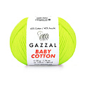 Пряжа Gazzal Baby Cotton №3462, 50 г, 165 м, Желтая неоновая (YAR-060773)