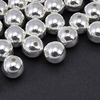 Намистини для сумок ОПТ, Пластикові, Круглі, 9,5 мм, Сріблясті світлі (BUS-059718)