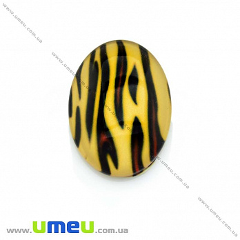 Кабошон скляний з принтом Тигровий, 18х13 мм, Овал (KAB-013715)