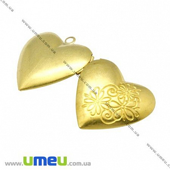 [Архів] Медальйон Серце з квітами, Золото, 25х25 мм (POD-003069)