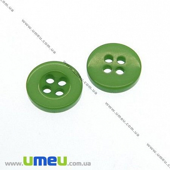 Пуговица пластиковая Круглая, 11 мм, Зеленая, 1 шт (PUG-007540)