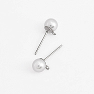 Пусети з нерж. сталі з намистинкою 6 мм, Темне срібло (STL-061301)