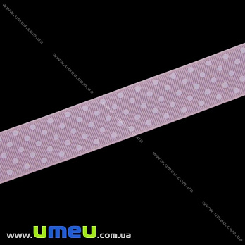 Репсовая лента в горошек, 25 мм, Розовая светлая, 1 м (LEN-022455)