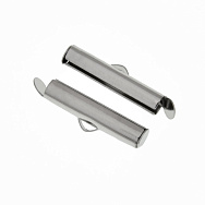 Зажимы круглые из нерж. стали, 20х5,7х4 мм, Темное серебро (ZAG-060893)