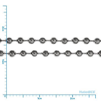 Цепь с шариками, Темное серебро, 2 мм, 1 м (ZEP-040227)