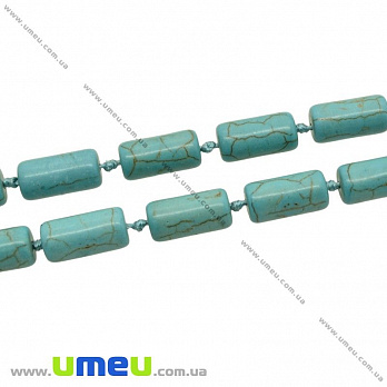 [Архів] Намистина натуральний камінь Бірюза (син.), 16х8 мм, Бочонок (BUS-023730)
