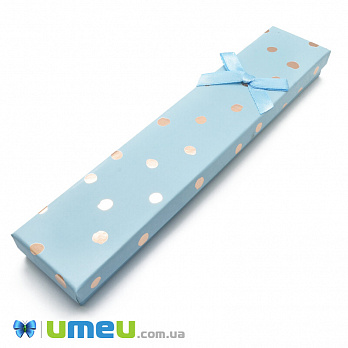 Подарункова коробочка Прямокутна в горох, 21,3х4,4х2,1 см, Блакитна (UPK-042831)