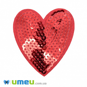 Термоаппликация с пайетками Сердце, 6,5х6 см, Красная, 1 шт (APL-038283)