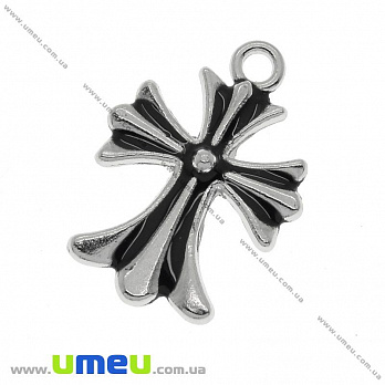 [Архів] Підвіска металева Хрест, Темне срібло, 22х16 мм (POD-001943)