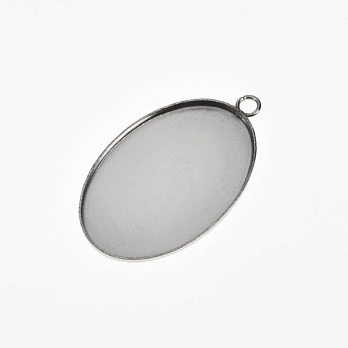 Основа овальная из нерж. стали, 35х21 мм, 30х20 мм, Темное серебро (STL-059493)