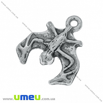 Подвеска метал. Летучая мышь, 18х16 мм, Античное серебро (POD-003351)