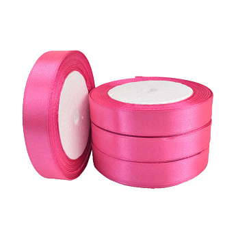 Атласна стрічка, 15 мм, Рожева яскрава (LEN-060376)