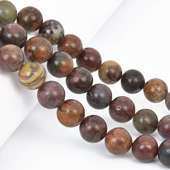 Намистини Яшма Пікассо, Натур. камінь, 12 мм, Круглі (BUS-058026)