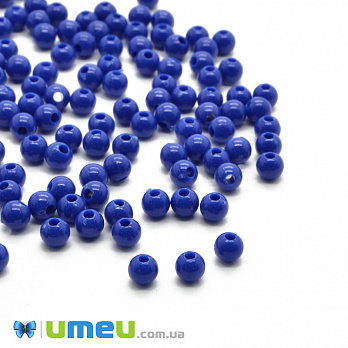 Бусина пластиковая Круглая, 4 мм, Синяя, 5 г (BUS-028481)