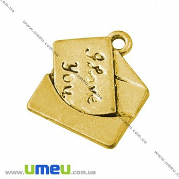 Подвеска металлическая Конверт, Античное золото, 19х17 мм, 1 шт (POD-001185)