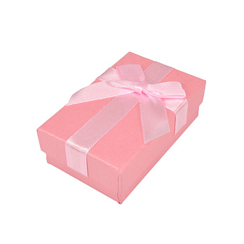 Подарункова коробочка Прямокутна з бантиком, 8х5х2,5 см, Рожева (UPK-057112)