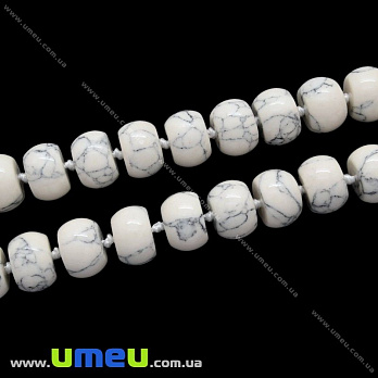 [Архів] Намистина натуральний камінь Говлит, 12х8 мм, Бочонок (BUS-027229)