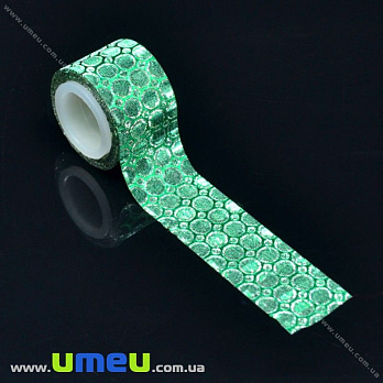 Декоративний скотч гліттерний, 11 мм, Зелений (DIF-017948)