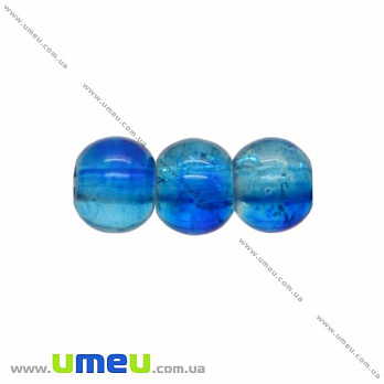 Бусина стеклянная Битое стекло, 4 мм, Синяя, Круглая, 50 шт (BUS-000972)