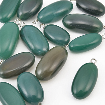 Підвіска Овал, Натур. камінь Агат зелений, 21-32 мм (POD-058626)