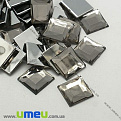 Кабошон пластиковий, Квадратний гранований, 12х12 мм, Сірий (KAB-009532)
