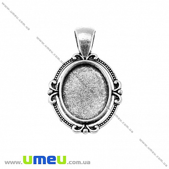 Основа овальна, 34х21 мм, 18х13 мм, Античне срібло (OSN-020049)