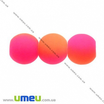 [Архив] Бусина стеклянная НЕОН, 8 мм, Розово-оранжевая флуоресцентная, 1 шт (BUS-008315)