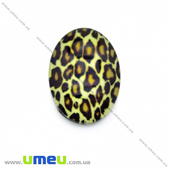 Кабошон скляний з принтом Леопардовий, 18х13 мм, Овал (KAB-013731)